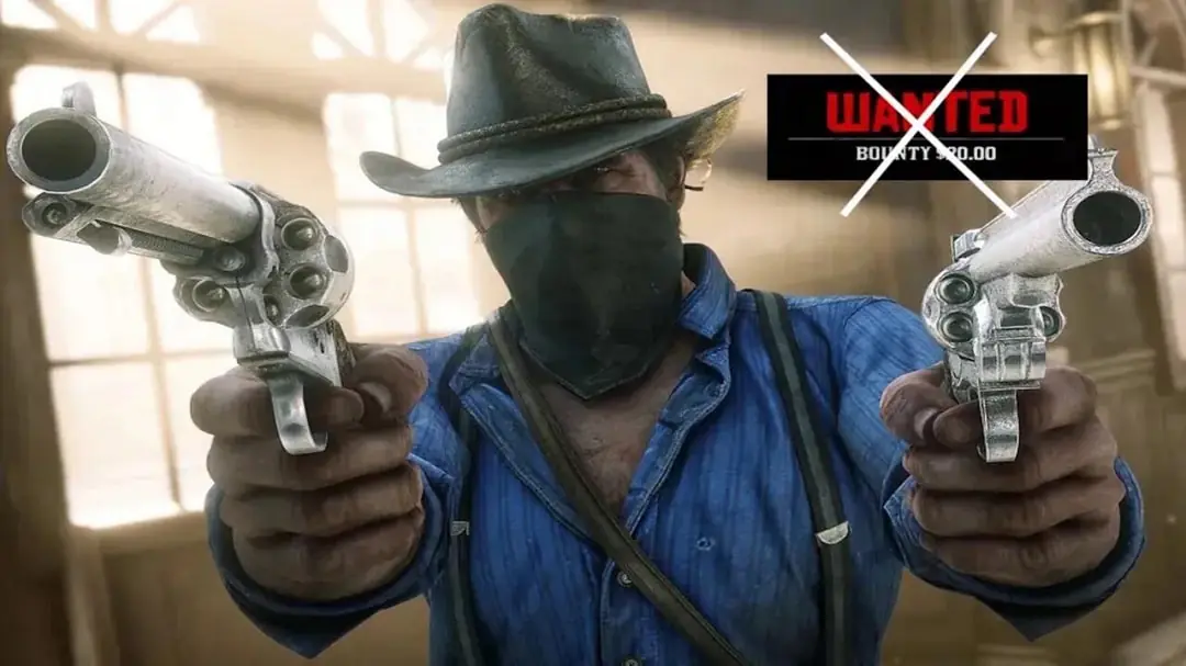 عکس آرتور در red dead redemption 2 با ماسک و دو هفت تیر در دستش